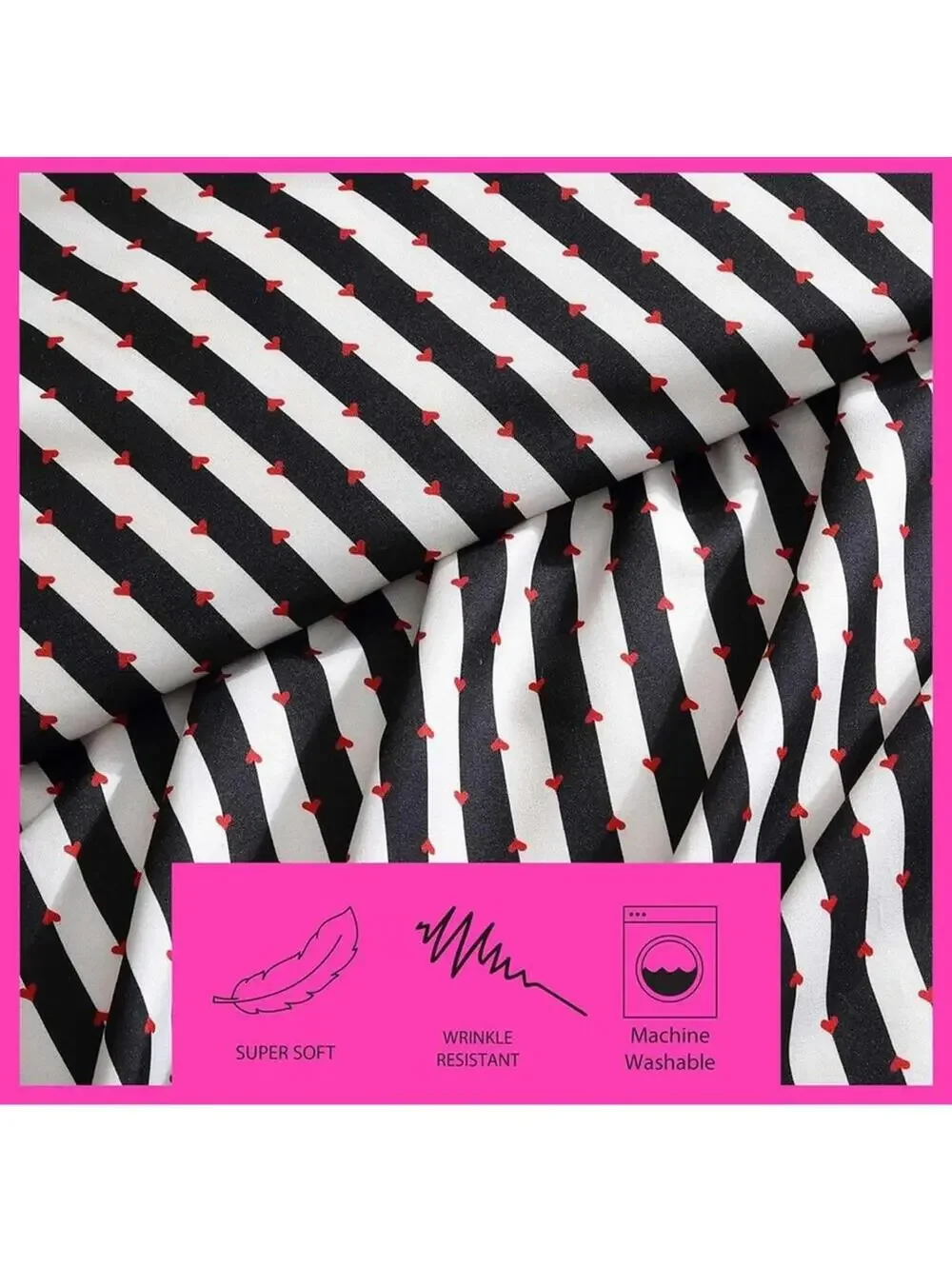 NEW Betsey Johnson KING DUVET SET Black White Stripe Cover Pillow Cases NIP